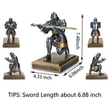 King's Guard Knight Pen Holder Pen Stand Desk Organizers and Accessories Resin Pencil Holder as Gift with a Metal Sword Letter Opener for Office and Home (Blue)