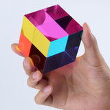 Color Cube (2.4inch) with Stand - Mesmerizing Color Mixing Acrylic Glass Prism for Color Recognition, A Fun Conversation Starter