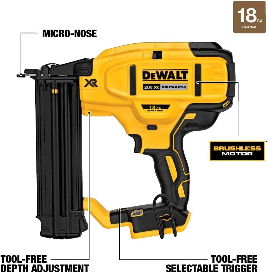 DEWALT DCN680B 20V MAX* XR® 18 GA Cordless Brad Nailer (Tool Only)