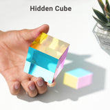 Color Cube (2.4inch) with Stand - Mesmerizing Color Mixing Acrylic Glass Prism for Color Recognition, A Fun Conversation Starter