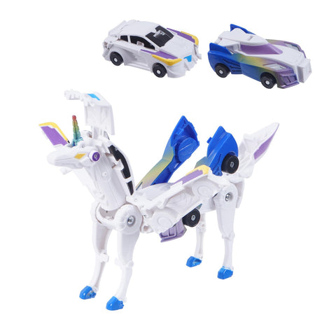 Ultimate Transforming Unicorn Car Toy - Collision to Magical Unicorns!2Pcs Transforming Car-Robot for Kids, Automatic Deformation of Magnetic Connections. Suitable for Boys and Girls Birthday