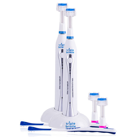 Triple Bristle Original Sonic Toothbrush | Rechargeable 31,000 VPM Tooth Brush | Patented 3 Head Design | Angled Bristles Clean Each Tooth | Dentist Created & Approved Original