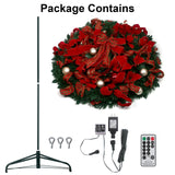 Pre-lit Christmas Tree - 6.5 Ft Fully Decorated Pull Up Christmas Tree with Remote, 200 LED Lights, Ornaments, Red&Gold Ribbon, Bows, Easy Assemble Collapsible Xmas Trees Holiday Party Decor