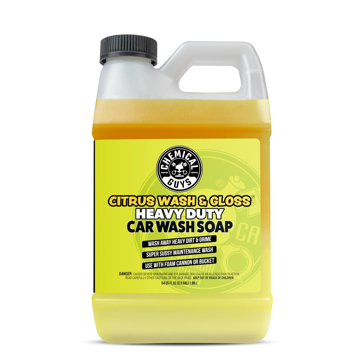 Chemical Guys CWS_301 Citrus Wash & Gloss Foaming Car Wash Soap (Works with Foam Cannons/ Guns or Bucket Washes) Safe for Cars, Trucks, Motorcycles, RVs & More, 128 fl oz (1 Gallon) Citrus Scent