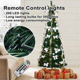 Pre-lit Christmas Tree - 6.5 Ft Fully Decorated Pull Up Christmas Tree with Remote, 200 LED Lights, Ornaments, Red&Gold Ribbon, Bows, Easy Assemble Collapsible Xmas Trees Holiday Party Decor