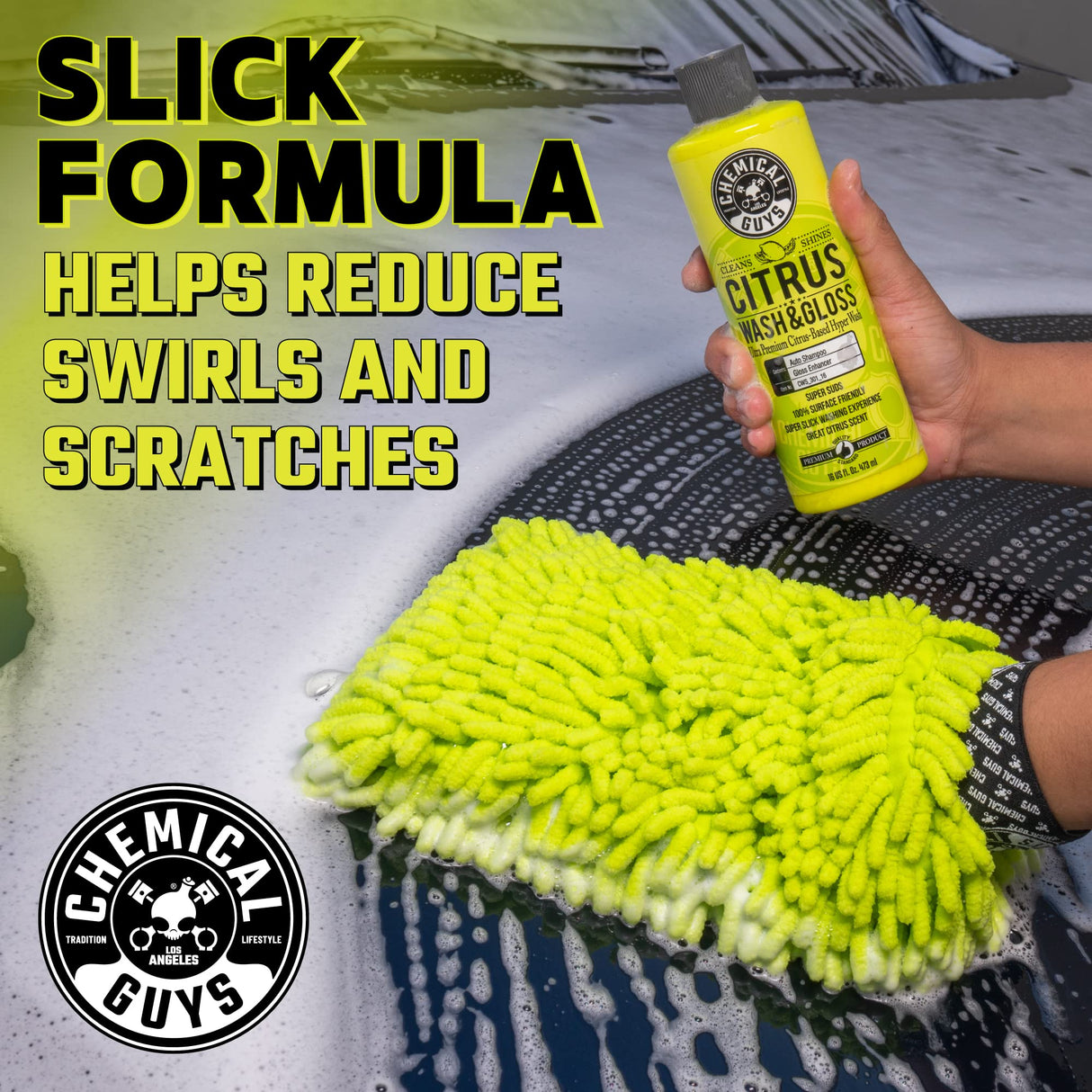 Chemical Guys CWS_301 Citrus Wash & Gloss Foaming Car Wash Soap (Works with Foam Cannons/ Guns or Bucket Washes) Safe for Cars, Trucks, Motorcycles, RVs & More, 128 fl oz (1 Gallon) Citrus Scent